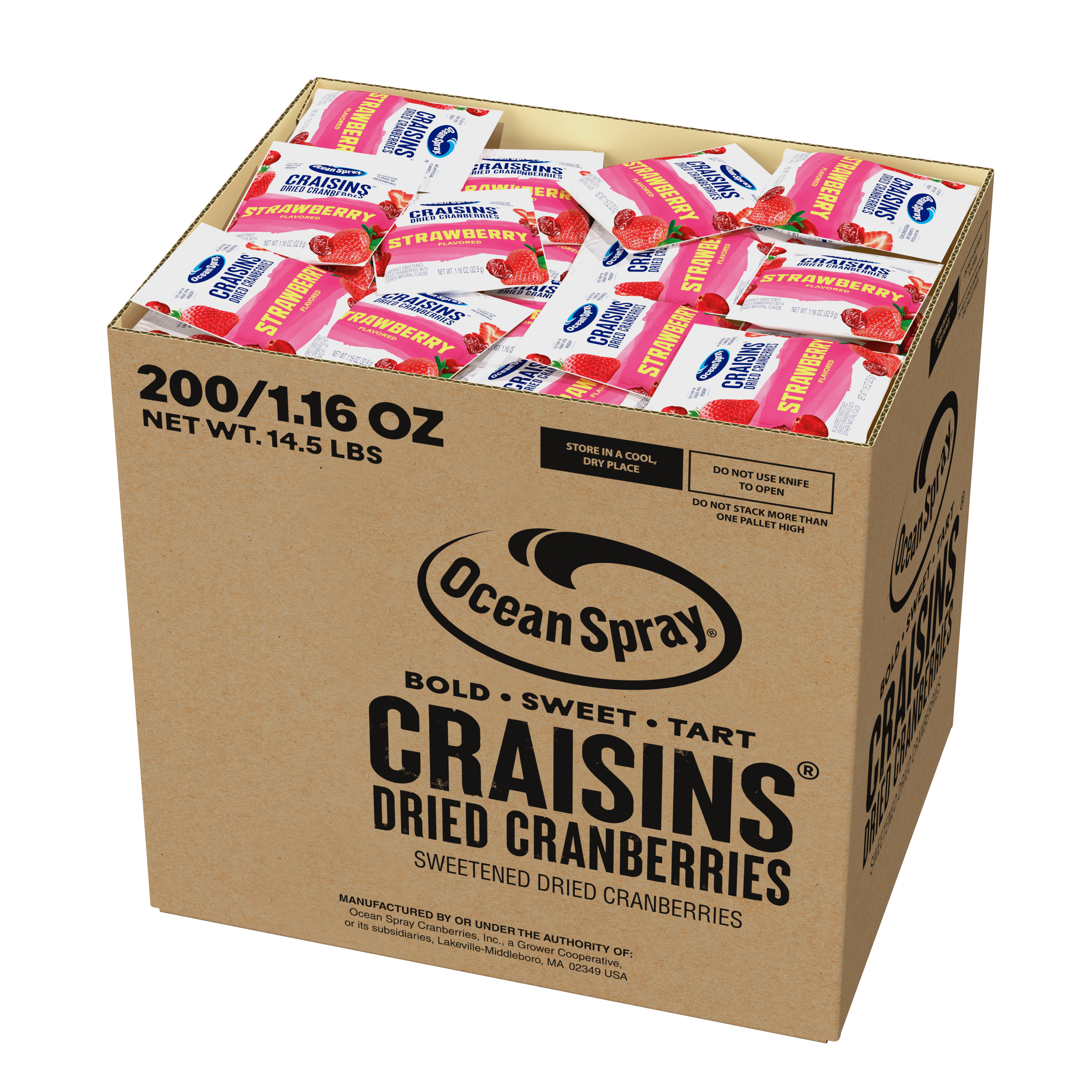 Craisins 1p16oz 200 Case open Strawberry