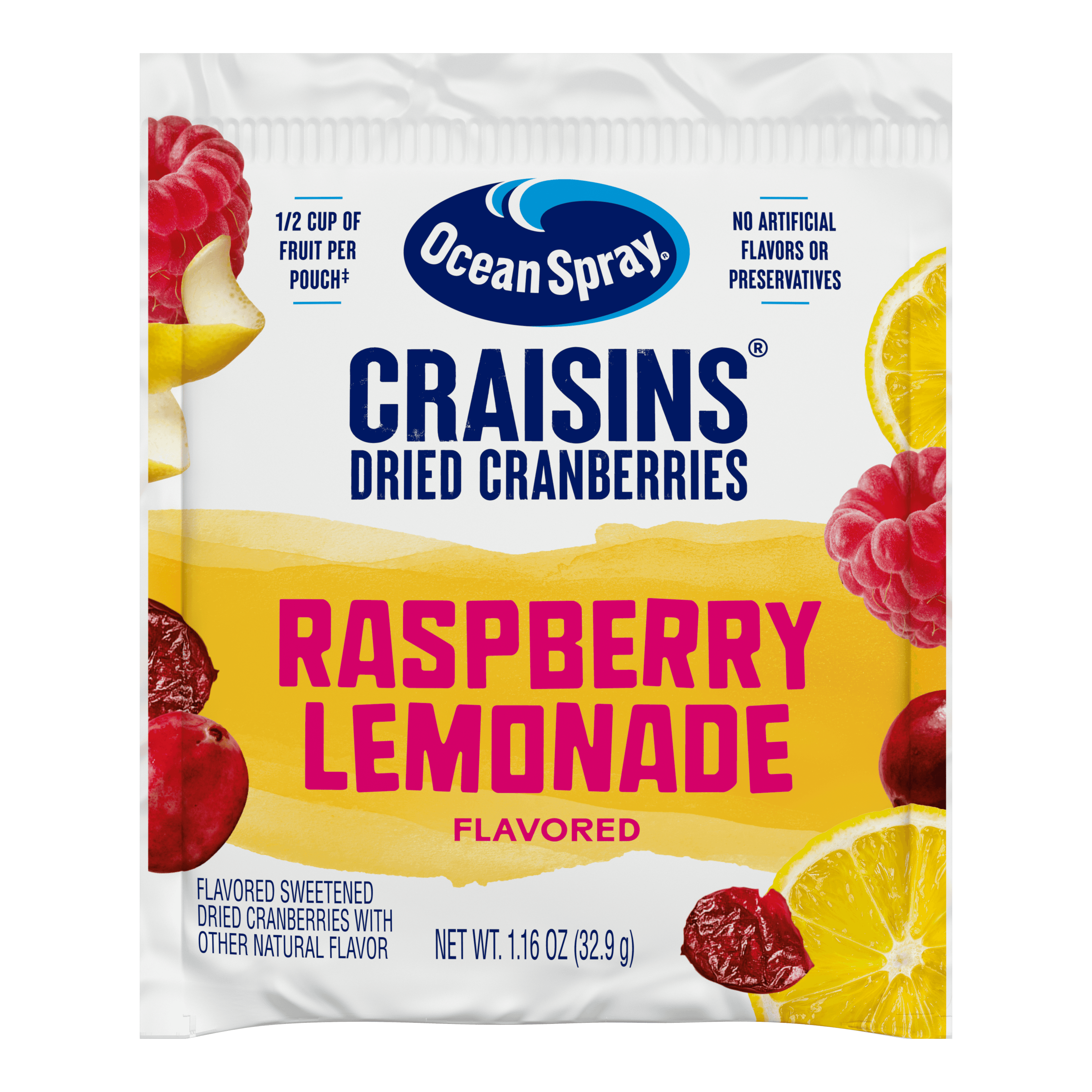 Craisins Rasp Lemon 1p16oz front